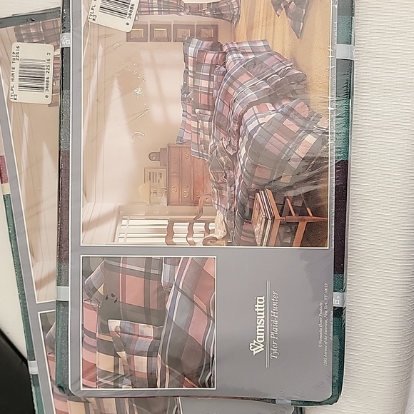 NWT 3 Wamsutta Tyler Plaid Hunter Collection Twin Flat Sheet Supercale Plus - Picture 2 of 4